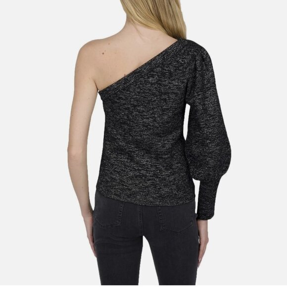 7 For All Mankind One Shoulder Sweater – Black Metallic, Size S – NWT - Picture 5 of 5